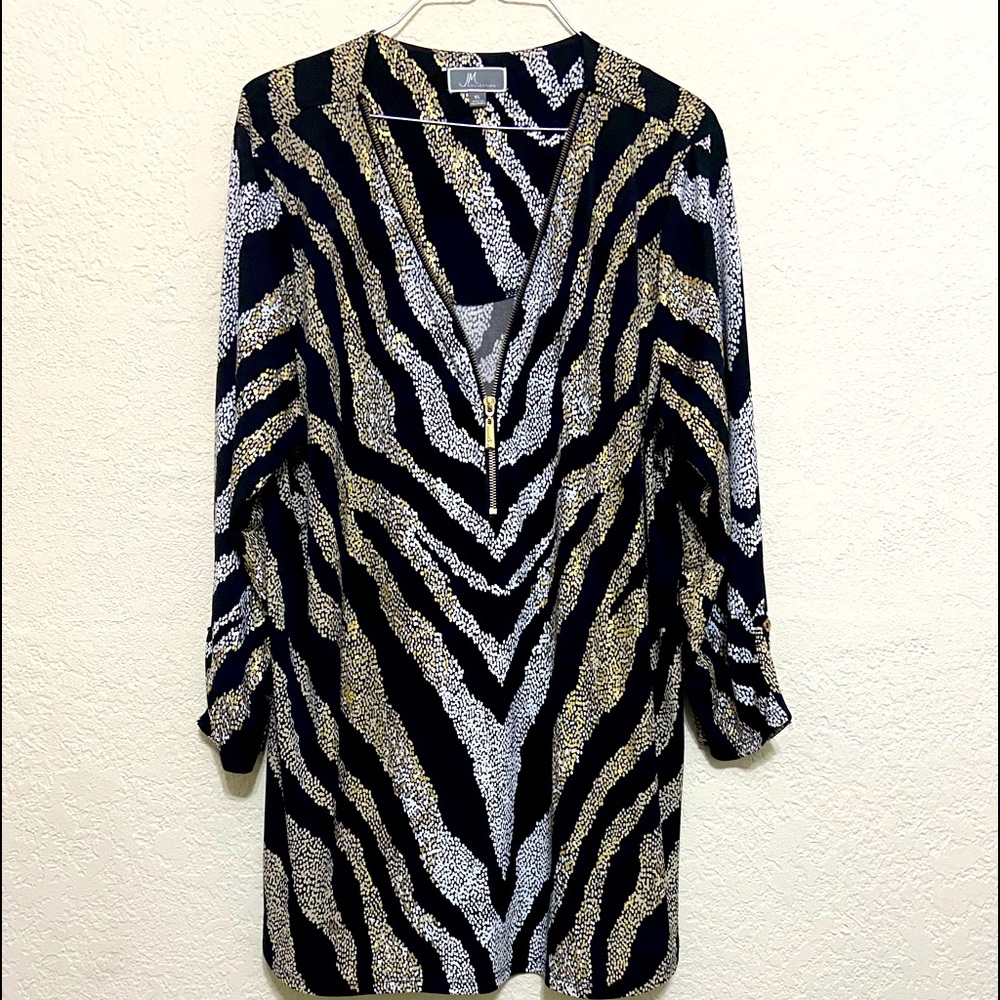 JM Collection, XL, Zebra Print Top, front zipper